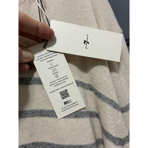 7 For All Mankind Normandy Store Crewneck Sweater Men's XL Oatmeal Storm - Picture 5 of 10